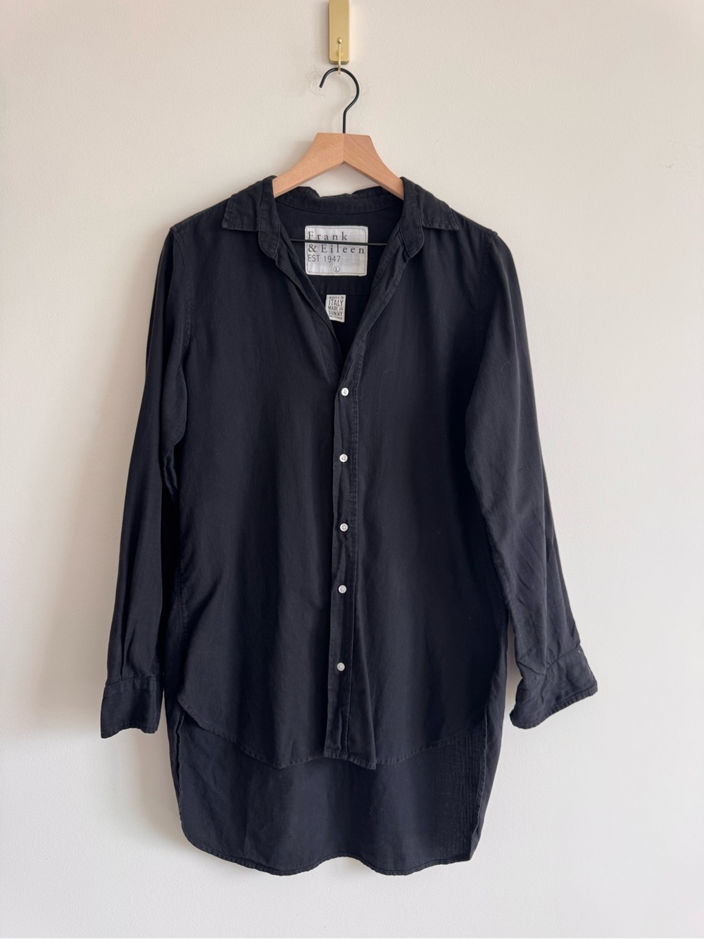 Frank & Eileen | 100% Italian Cotton Grayson Button-Down Shirt in Black ~ Large - Picture 3 of 8